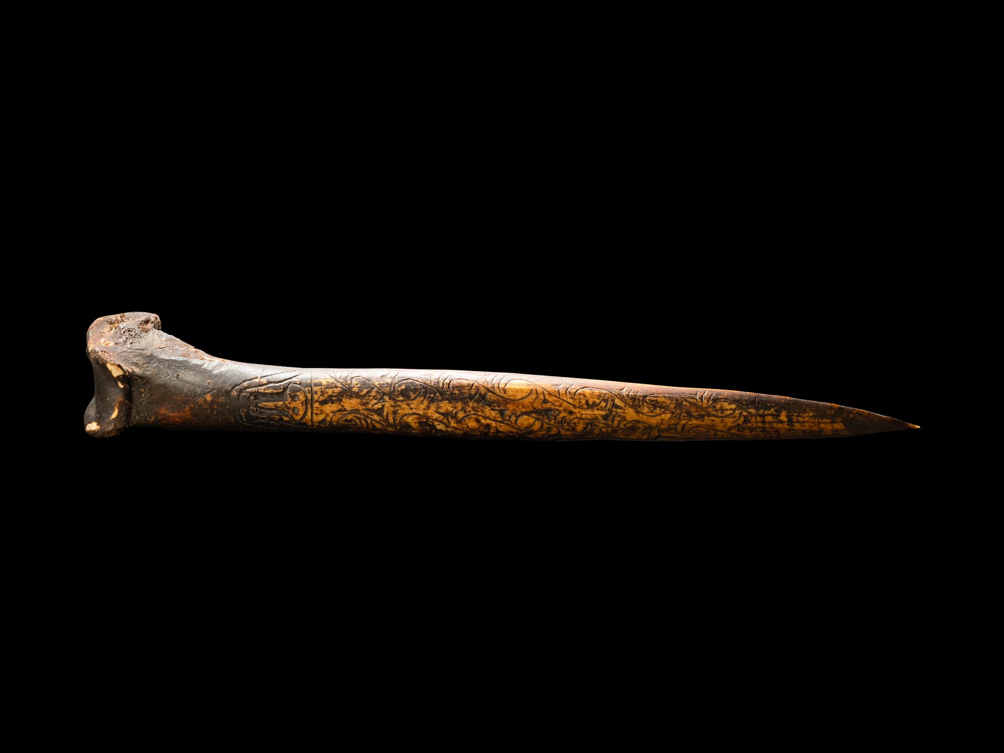 An Iatmul Carved Cassowary Bone Dagger