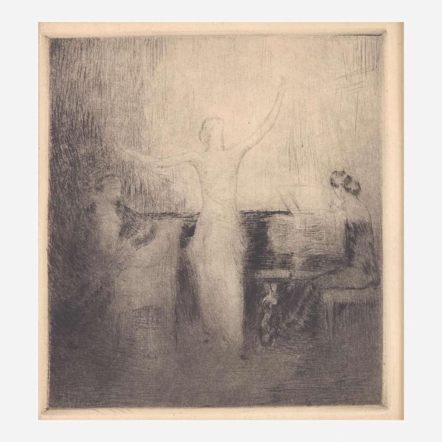 Arthur Beecher Carles (American, 1882–1952) Dorziat Singing (Etching in 4 States)
