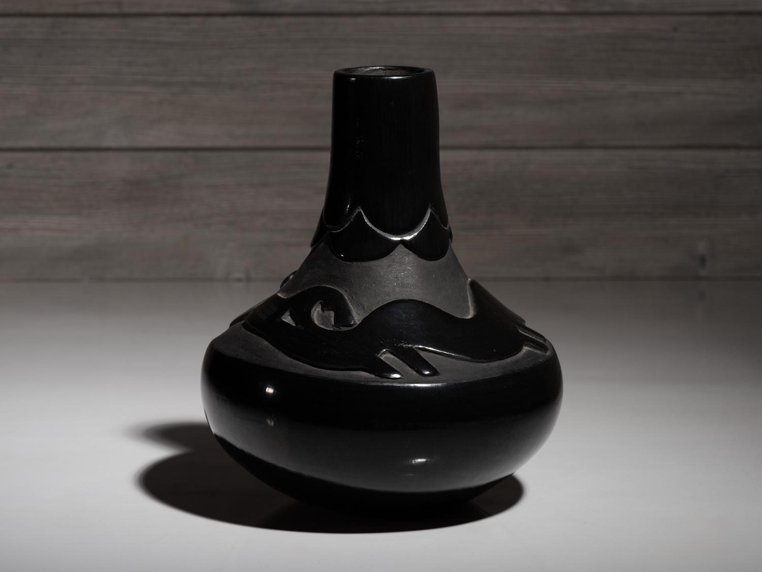 Carved Blackware Pottery Vase, with Avanyu