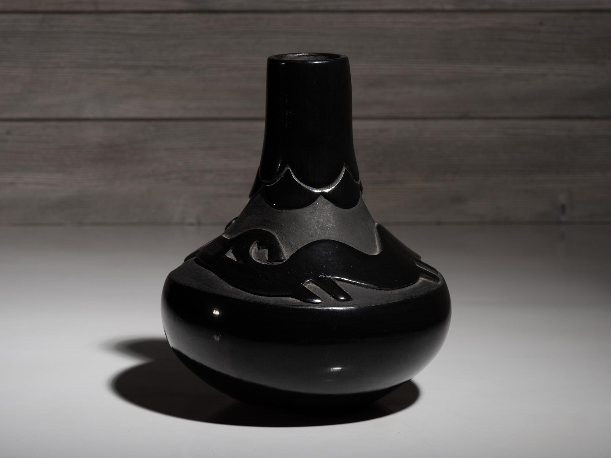 Carved Blackware Pottery Vase, with Avanyu