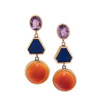YELLOW GOLD AND MULTIGEM EARCLIPS