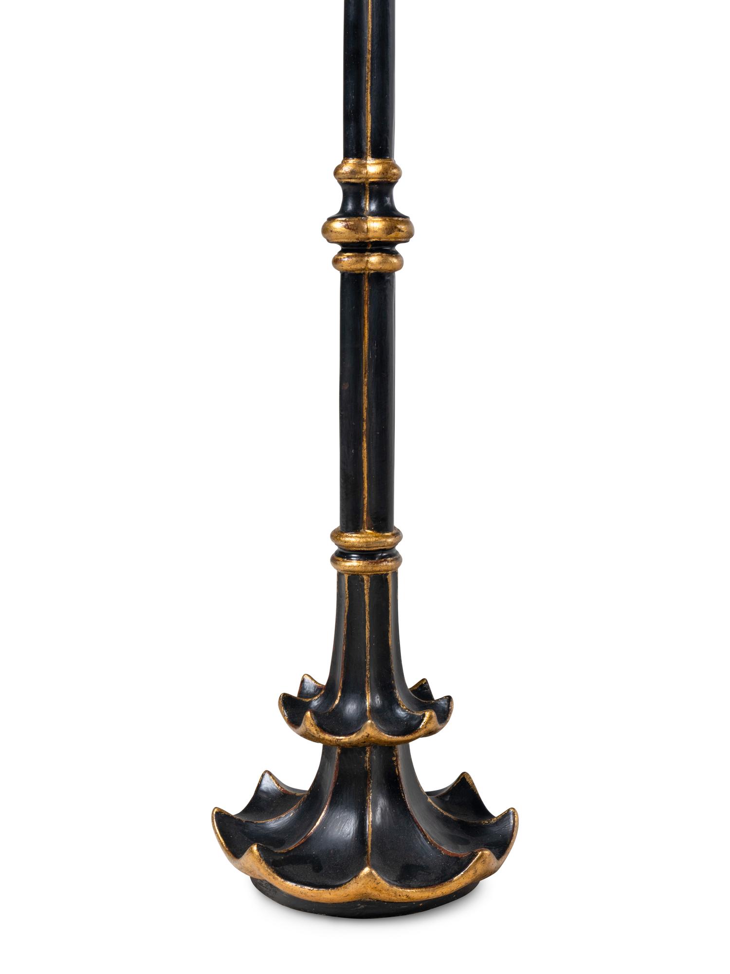 A Regency Style Painted and Parcel-Gilt Floor Lamp