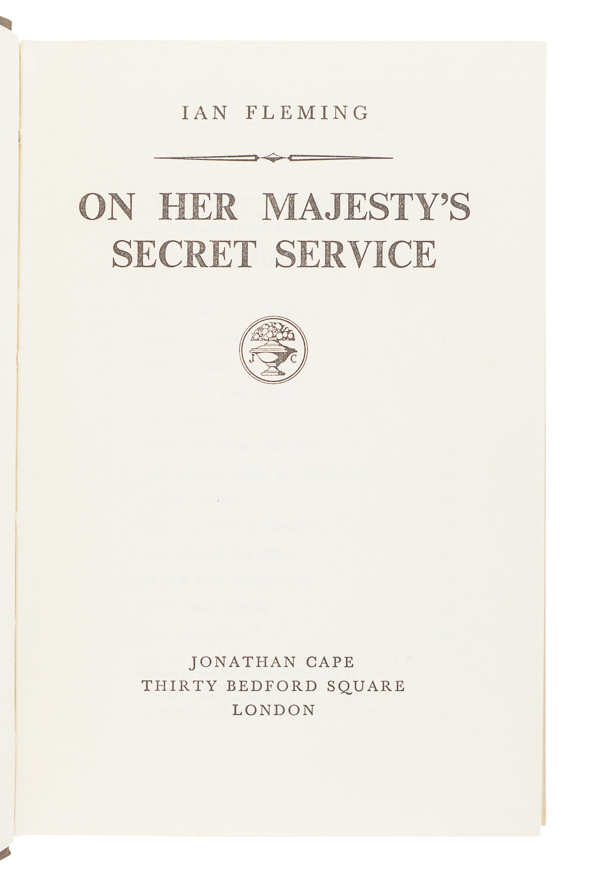 FLEMING, Ian (1908-1964). On Her Majesty's Secret Service . London: Jonathan Cape, 1963.