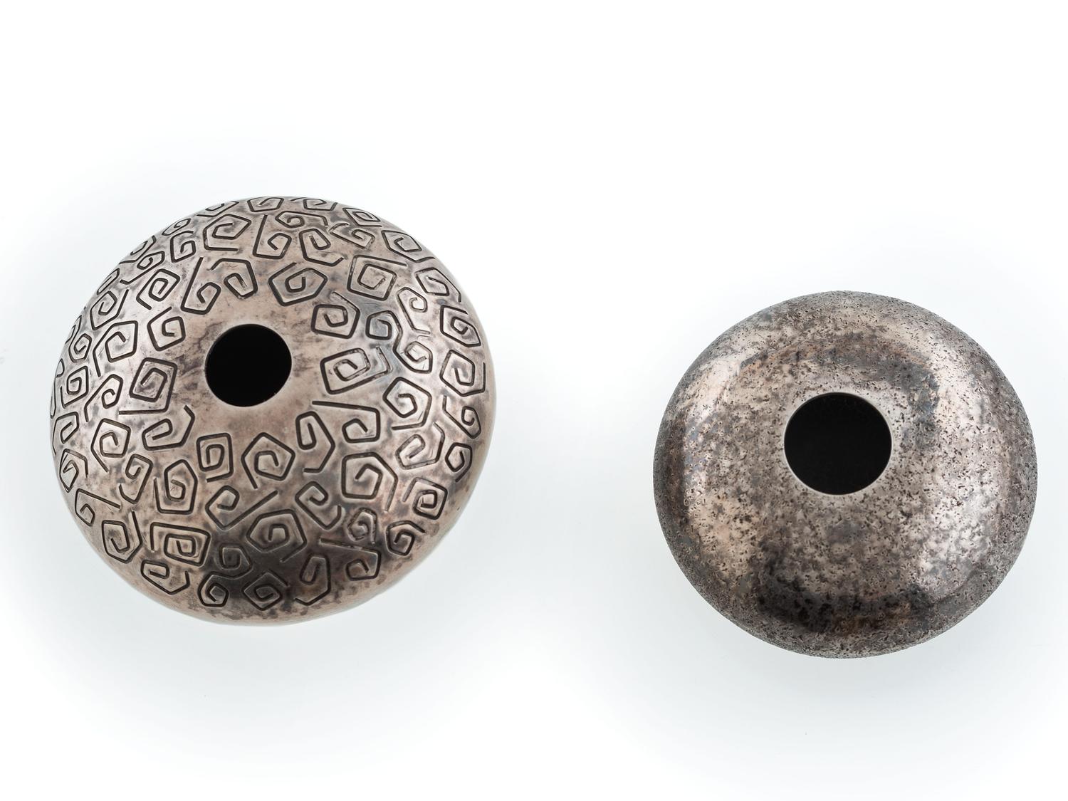 Lidded Silver Seed Jars