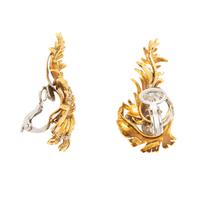 ITALIAN, BICOLOR GOLD AND DIAMOND EARRINGS