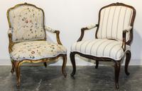 Two Louis XV Style Fauteuils Height of first 38 inches. — 19TH CENTURY