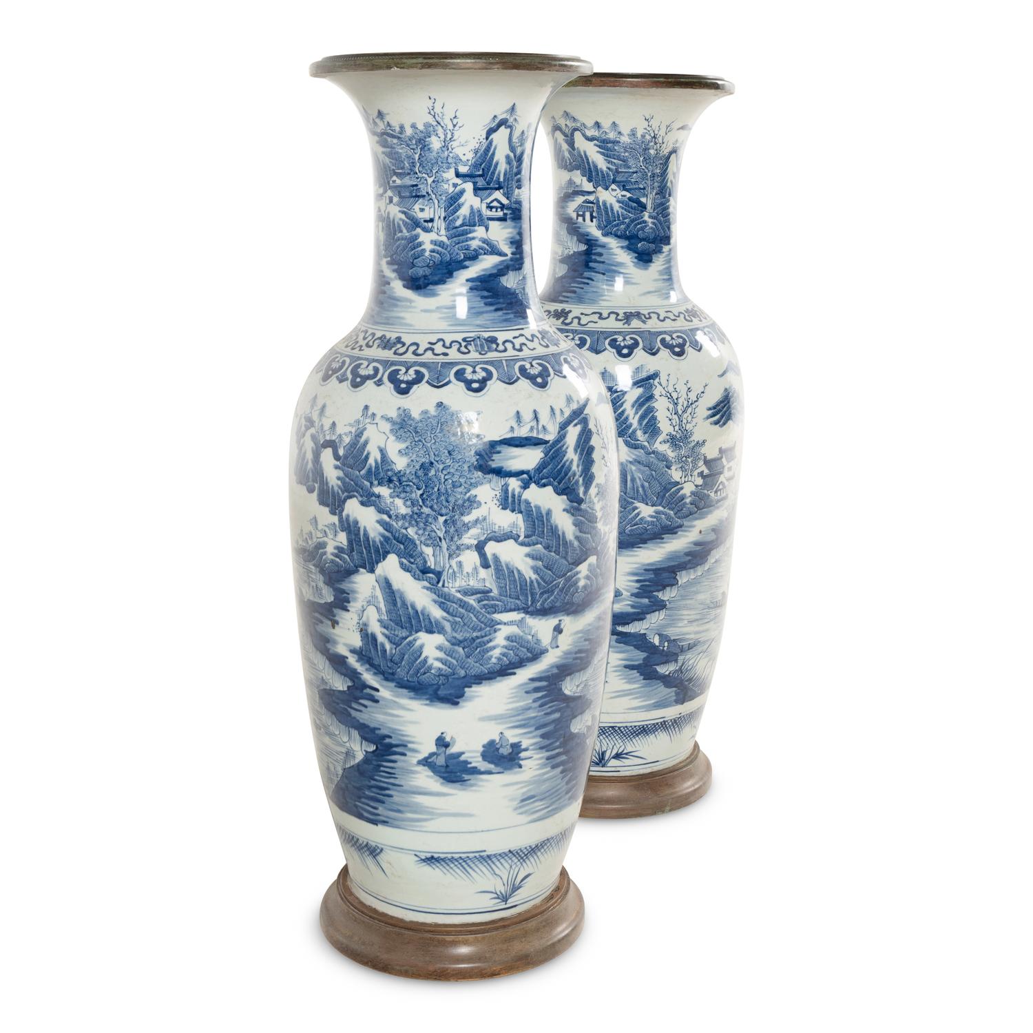 A Pair of Chinese Porcelain and Gilt Metal Mounted Floor Vases