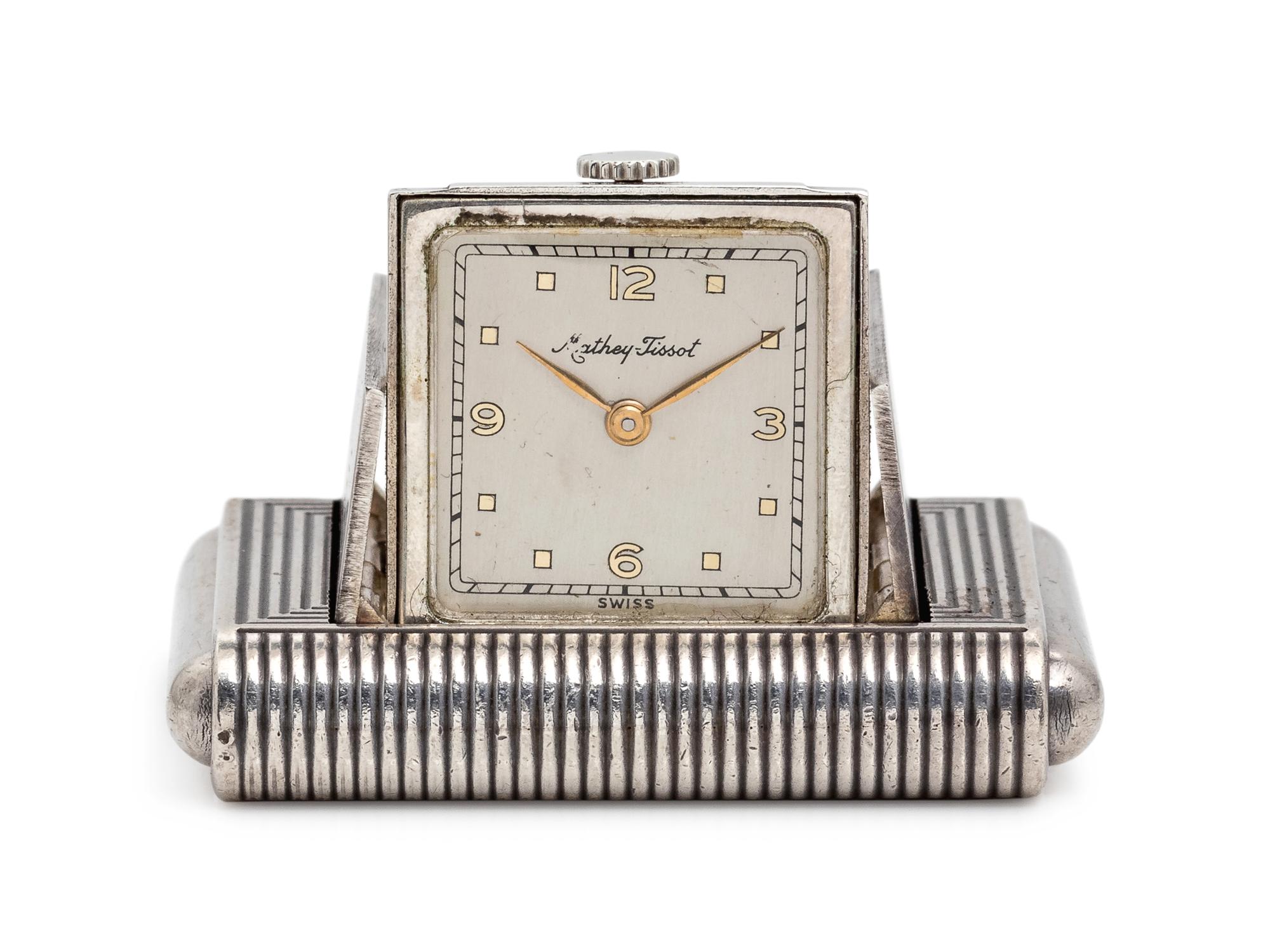 Mathey Tissot, Art Deco Sterling Silver Travel Watch