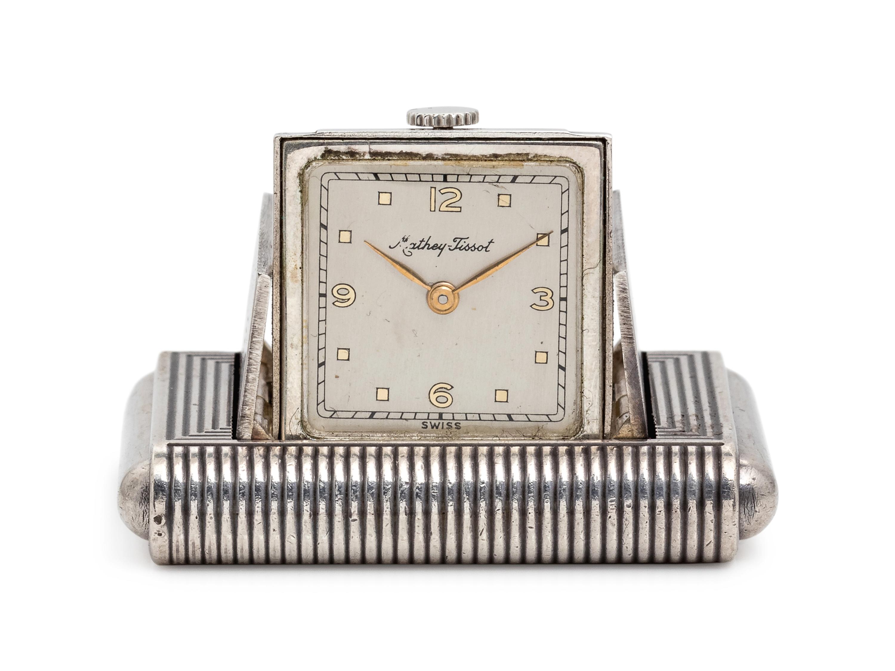 Mathey Tissot, Art Deco Sterling Silver Travel Watch