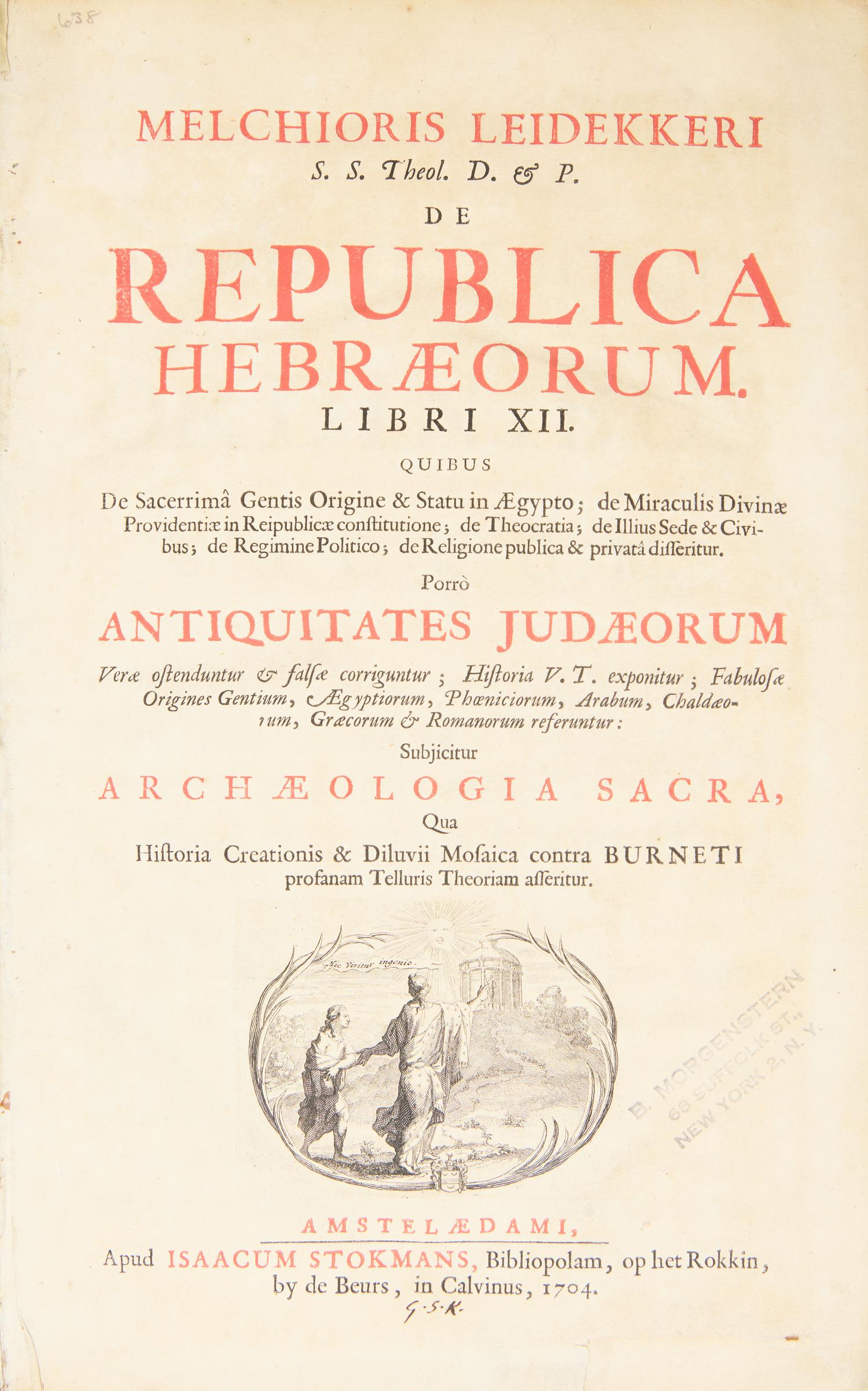 [Religion] Leydekker, Melchior. De Republica Hebraeorum Libri XII...