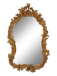 An Italian Rococo Style Giltwood Cartouche-Form Mirror