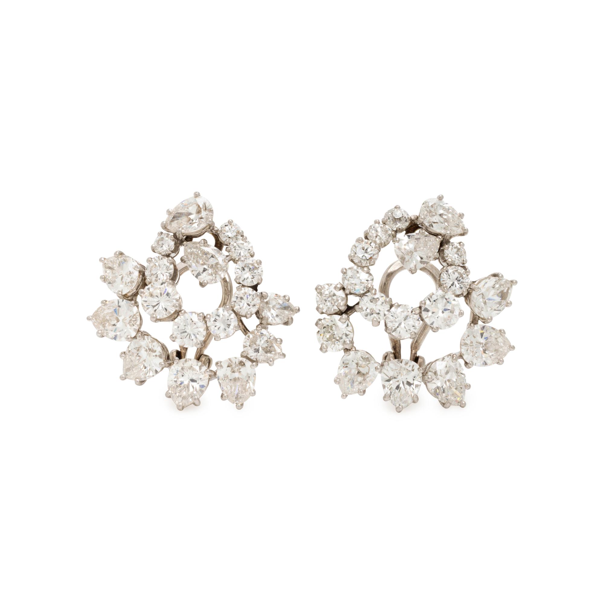 Diamond and Platinum Swirl Earrings