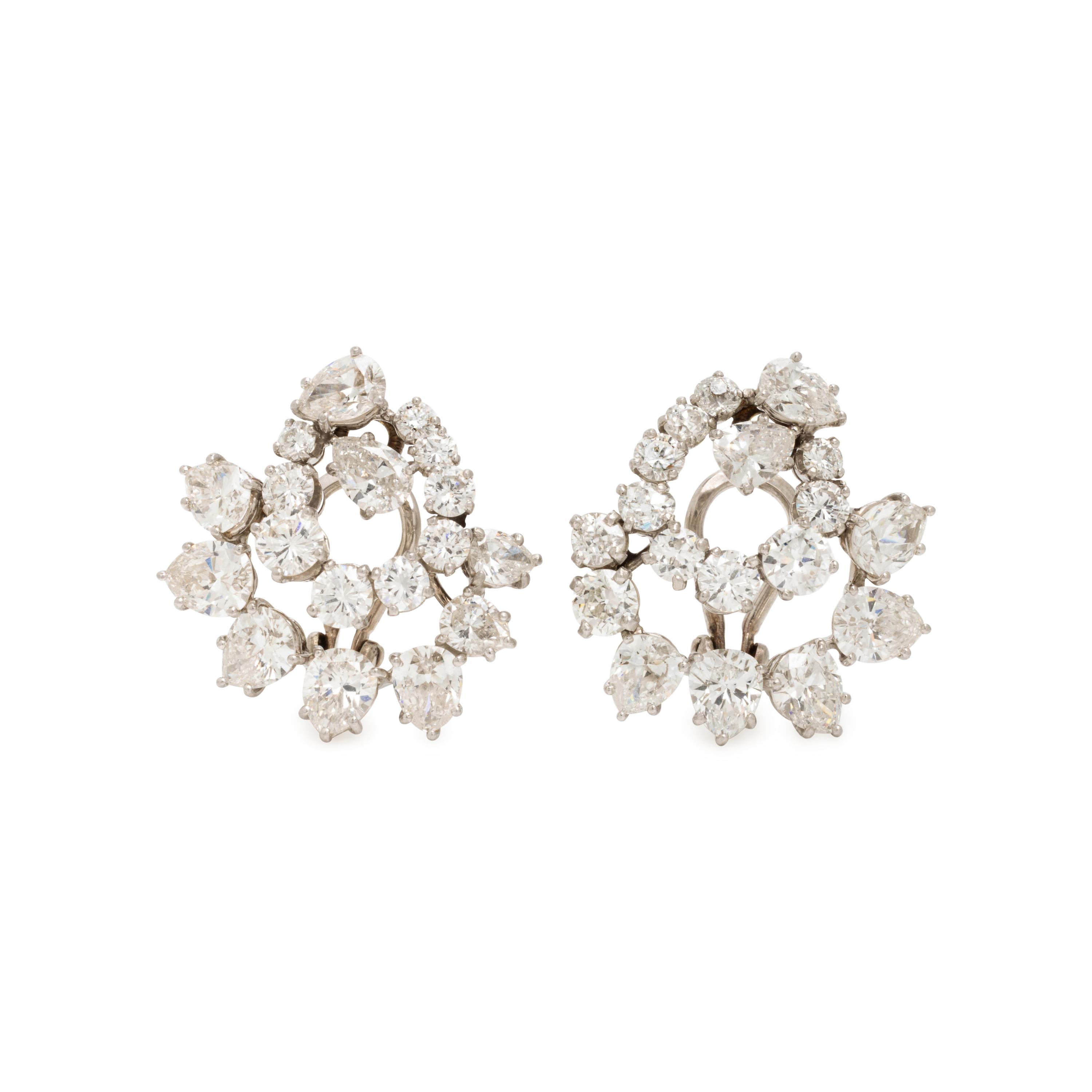 Diamond and Platinum Swirl Earrings