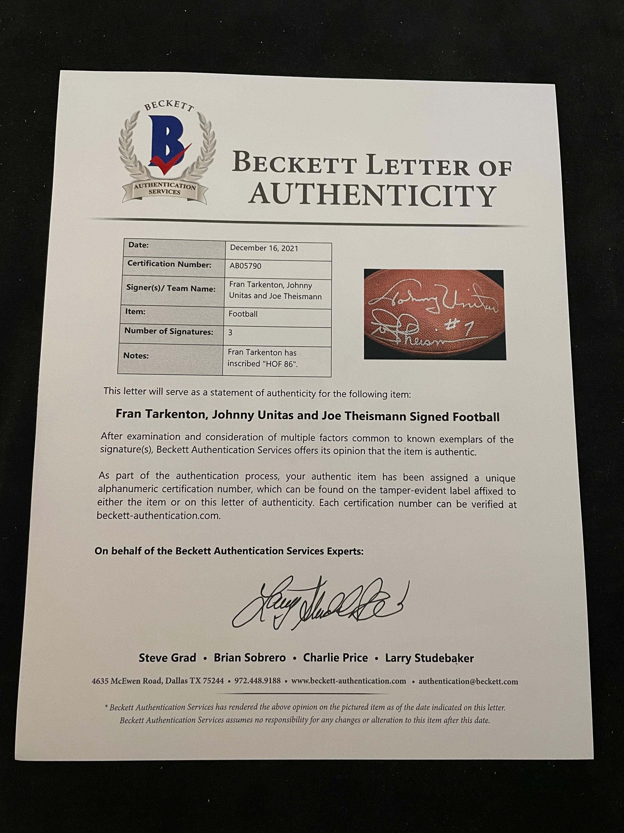 A Group of Eight Pro Football Hall of Fame Signed Autograph Items (Beckett Authentication Services BAS Certified),