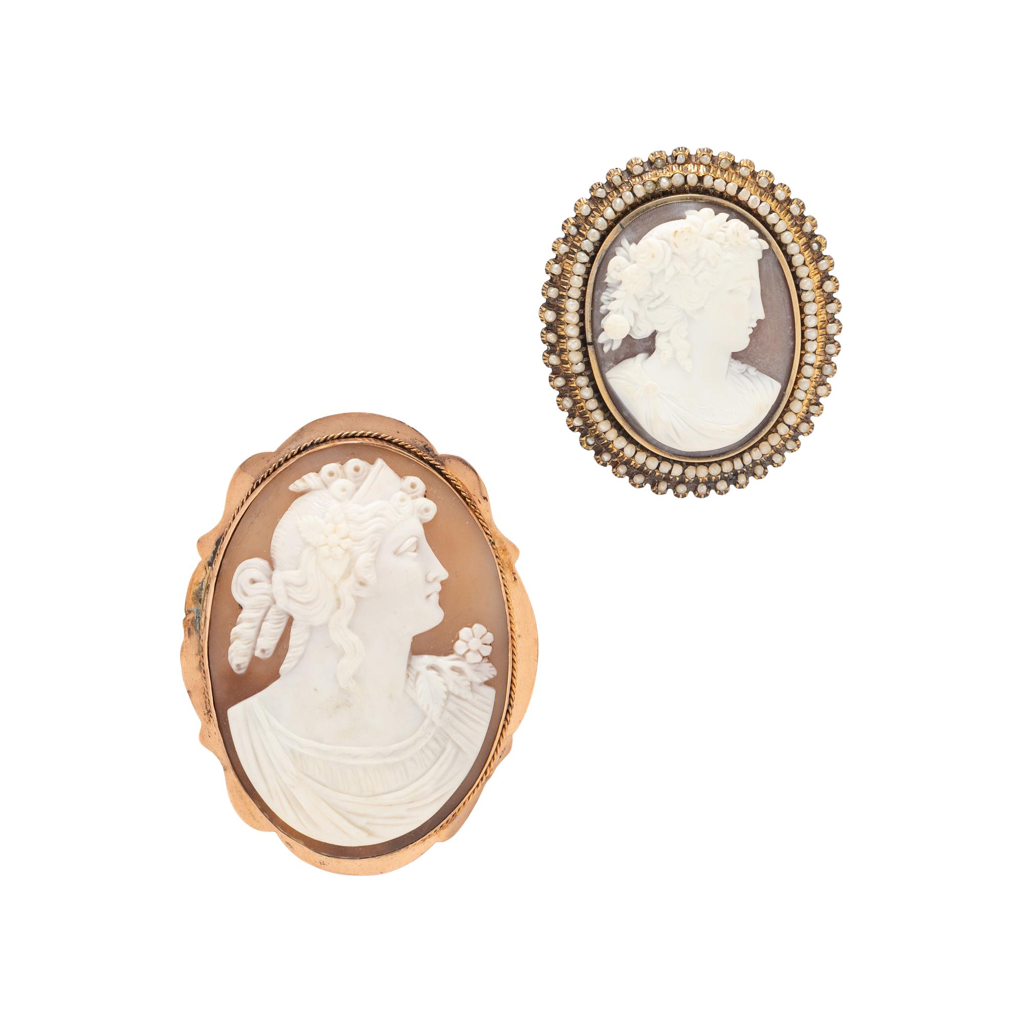COLLECTION OF ANTIQUE CAMEO BROOCHES