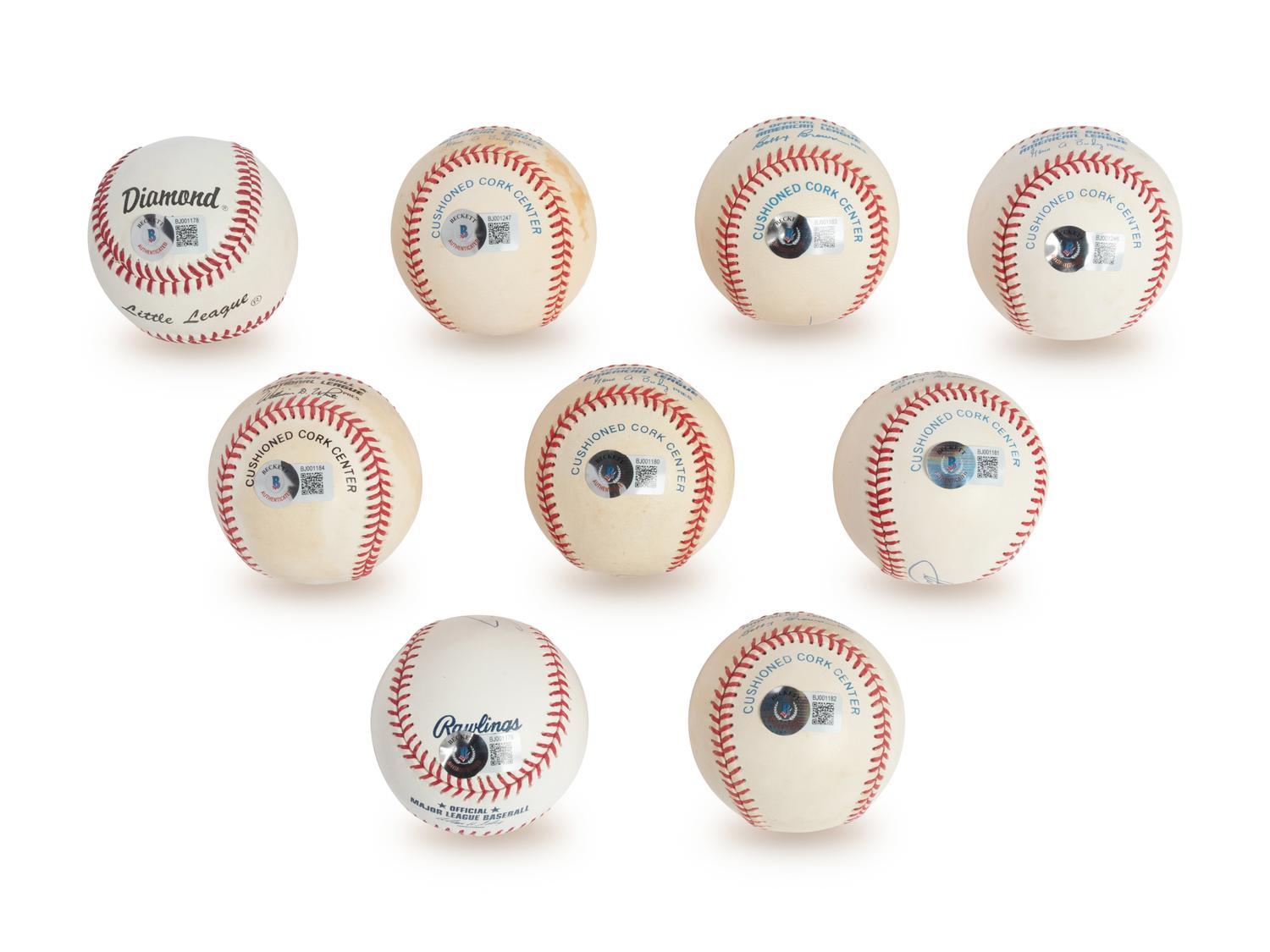 A Group of Nine 3,000 Hit Club Member Signed Autograph Baseballs