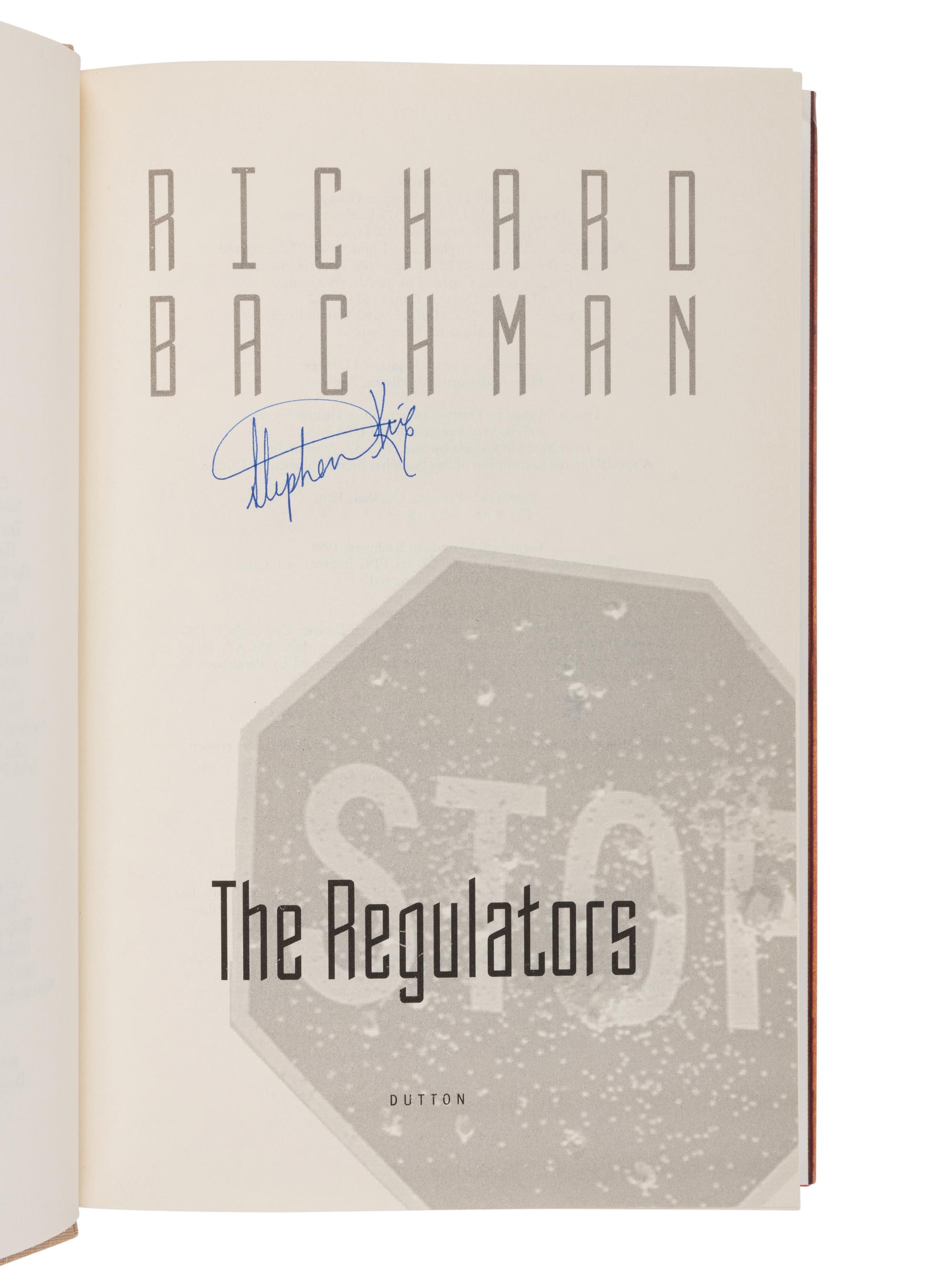KING, Stephen ("Richard Bachman") (b. 1947). The Regulators . New York: Dutton, 1996.