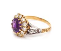 A Yellow Gold, Silver, Amethyst and Diamond Ring,
