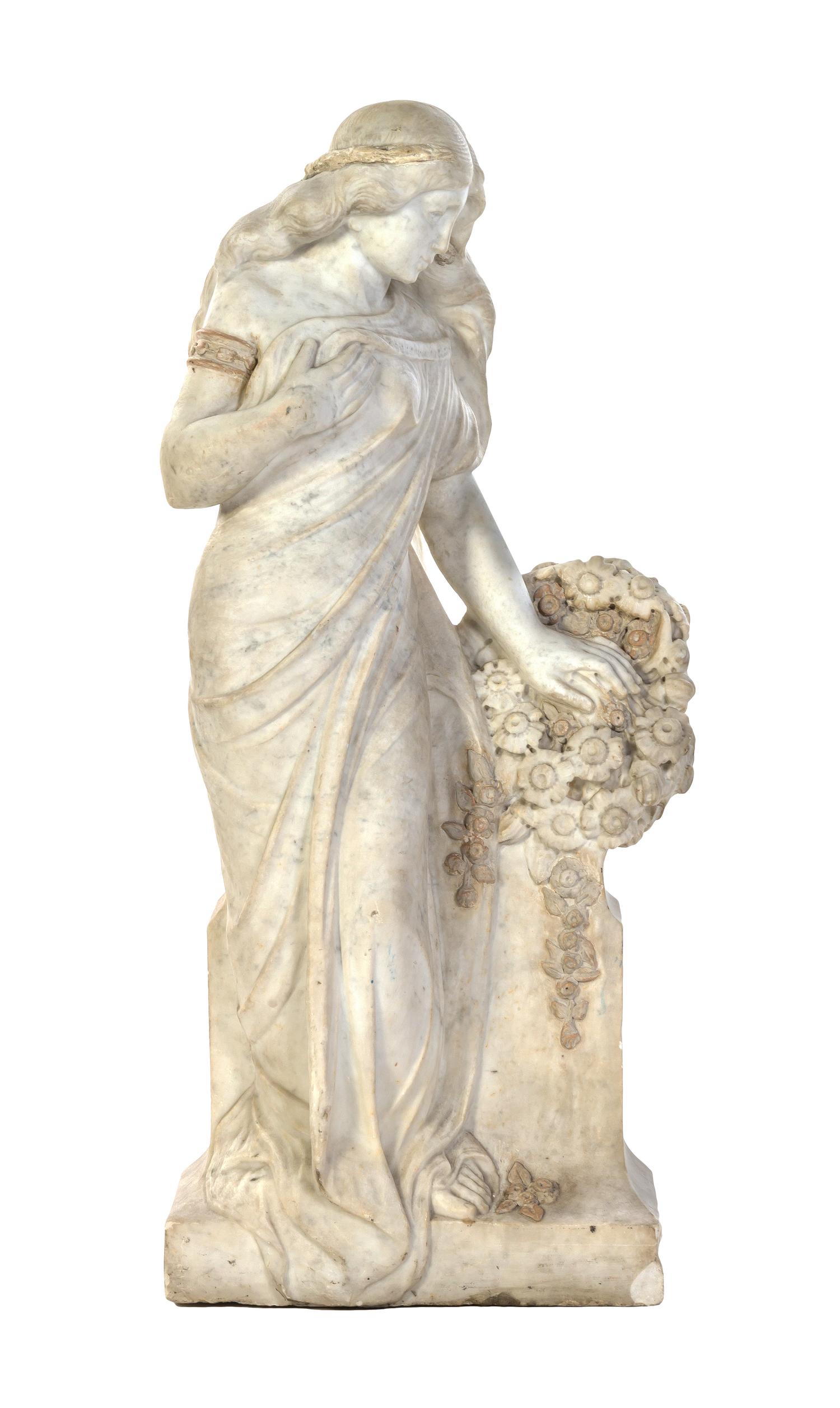 A Continental Marble Figure, Height 36 inches.