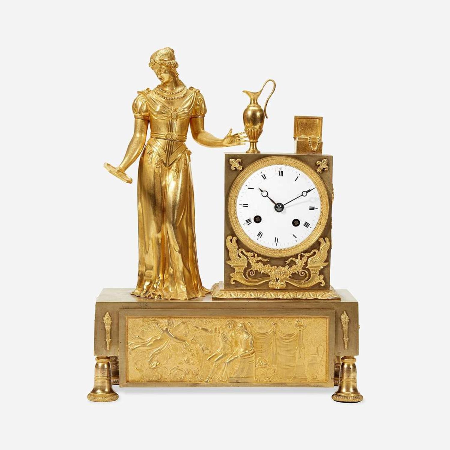 A French Gilt Bronze Mantel Clock 19th century