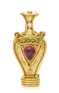 A Yellow Gold, Pink Tourmaline and Diamond Pendant, Denise Roberge, 30.70 dwts.