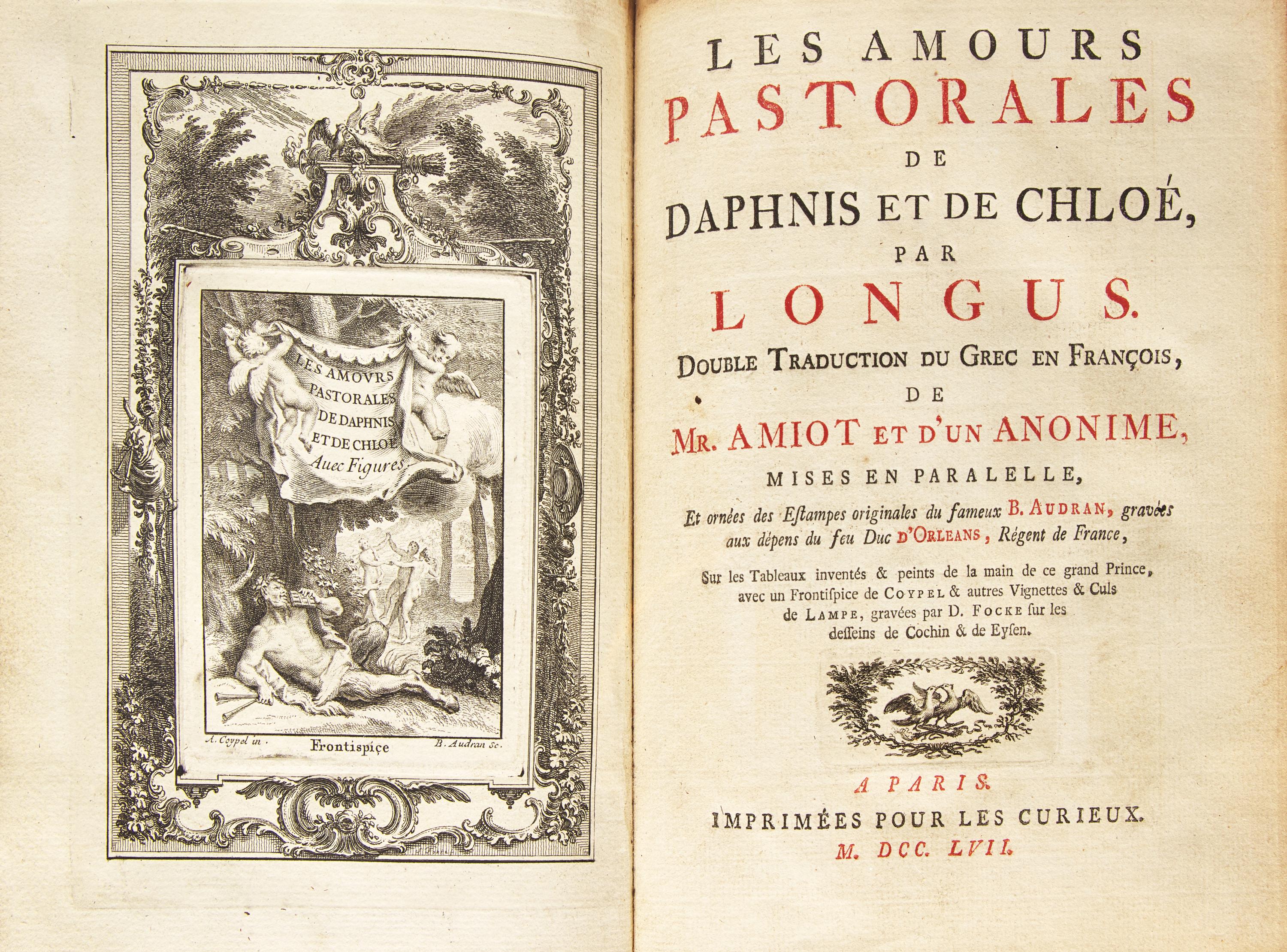 LONGUS. Les Amours Pastorales de Daphnis et de Chloe... Paris: Imprimees Por les Curieux, 1757.