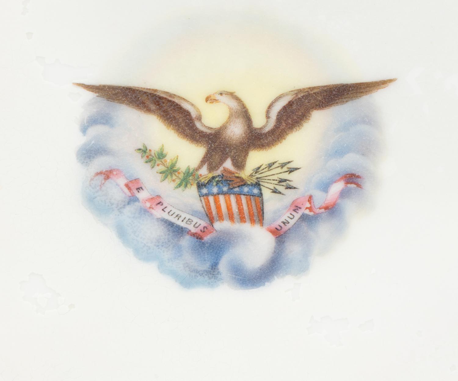 [LINCOLN WHITE HOUSE]. A French Limoges porcelain dinner plate from the solferino china dinner service used in the Lincoln White House. Limoges, France: Haviland & Co., 1861.