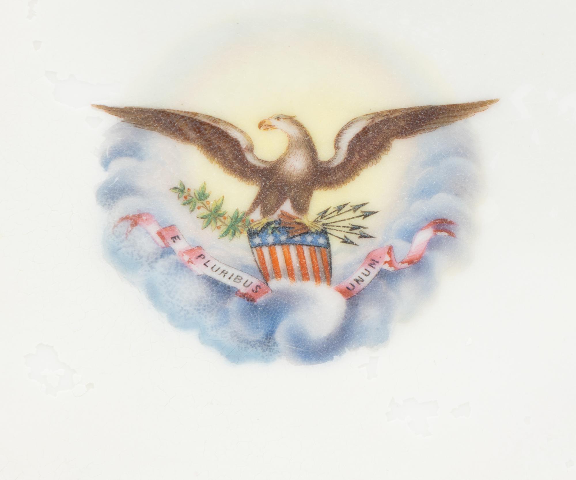 [LINCOLN WHITE HOUSE]. A French Limoges porcelain dinner plate from the solferino china dinner service used in the Lincoln White House. Limoges, France: Haviland & Co., 1861.
