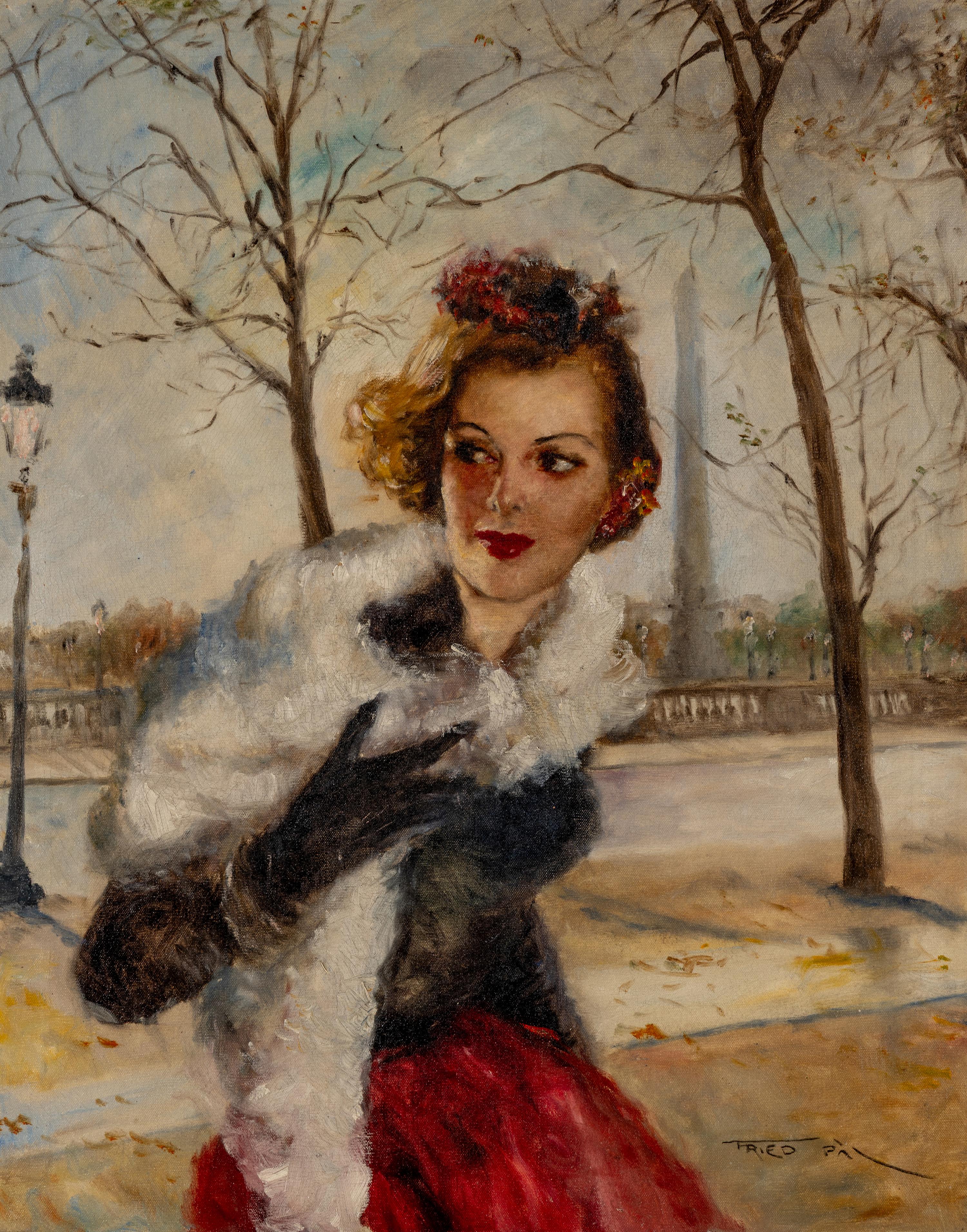 Pál Fried (Hungarian, 1893–1976) — Young Woman in Fur and Black Blouse