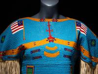 Beaded Dress and Boot Moccasins, with American Flags