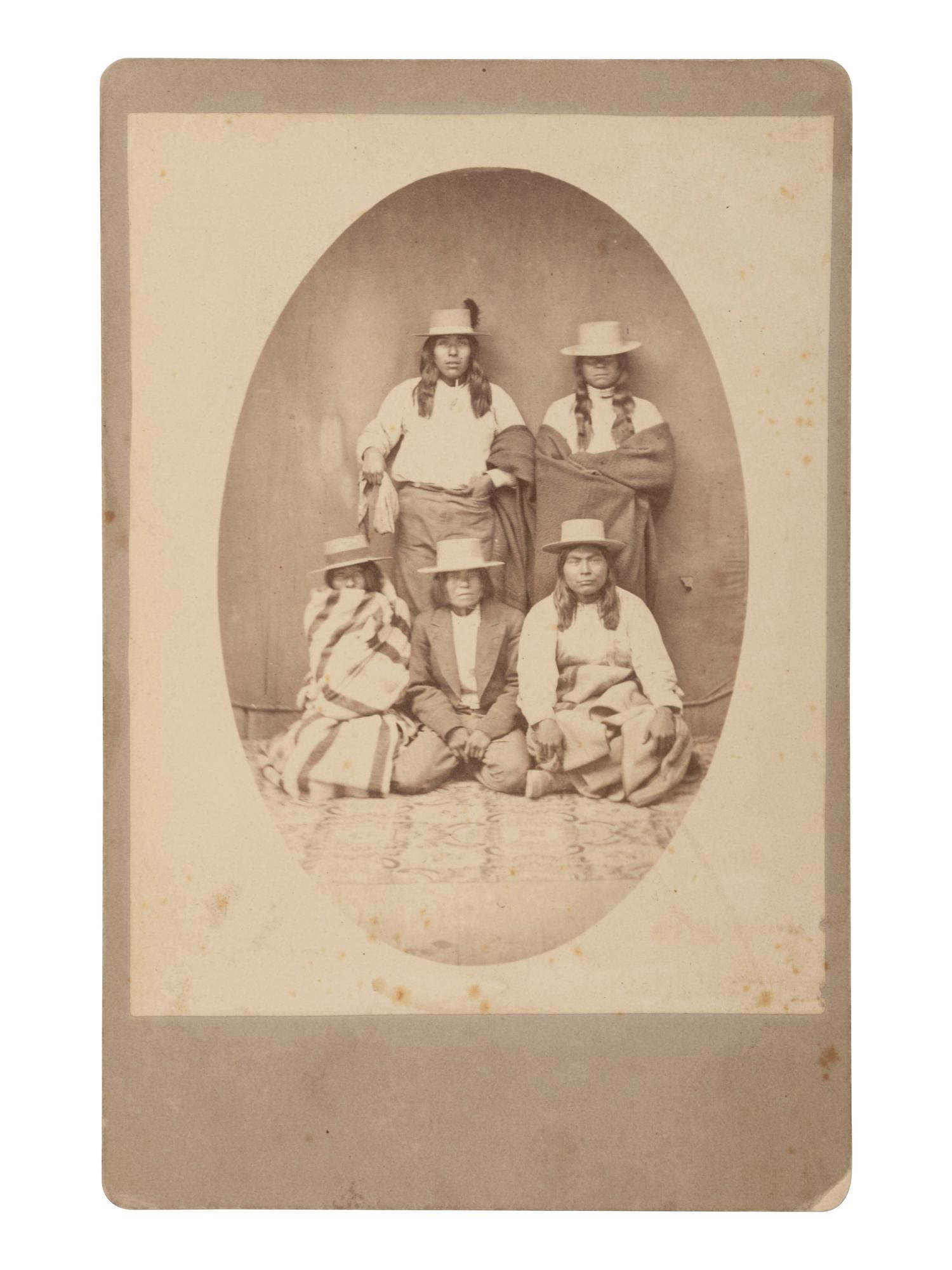 [NATIVE AMERICANS]. Cabinet card of Native American subjects taken at Bodie, CA, ca 1878-1883.