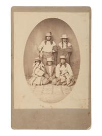 [NATIVE AMERICANS]. Cabinet card of Native American subjects taken at Bodie, CA, ca 1878-1883.