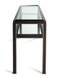 A Holly Hunt Coated Steel, Bronze and Glass Console Table