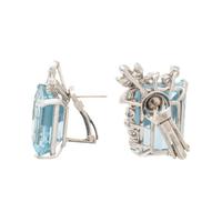 AQUAMARINE AND DIAMOND CLIP EARRINGS