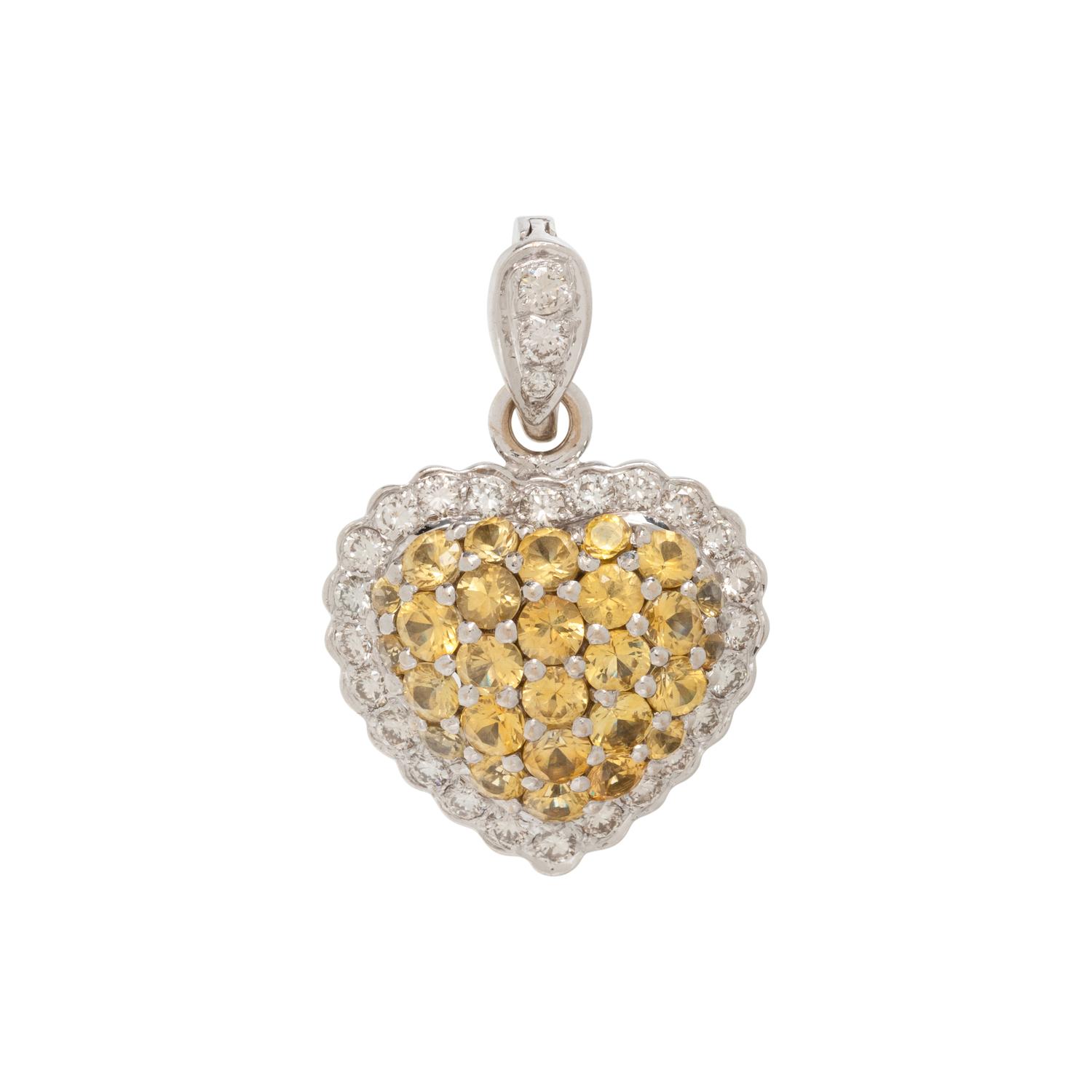YELLOW SAPPHIRE AND DIAMOND HEART PENDANT