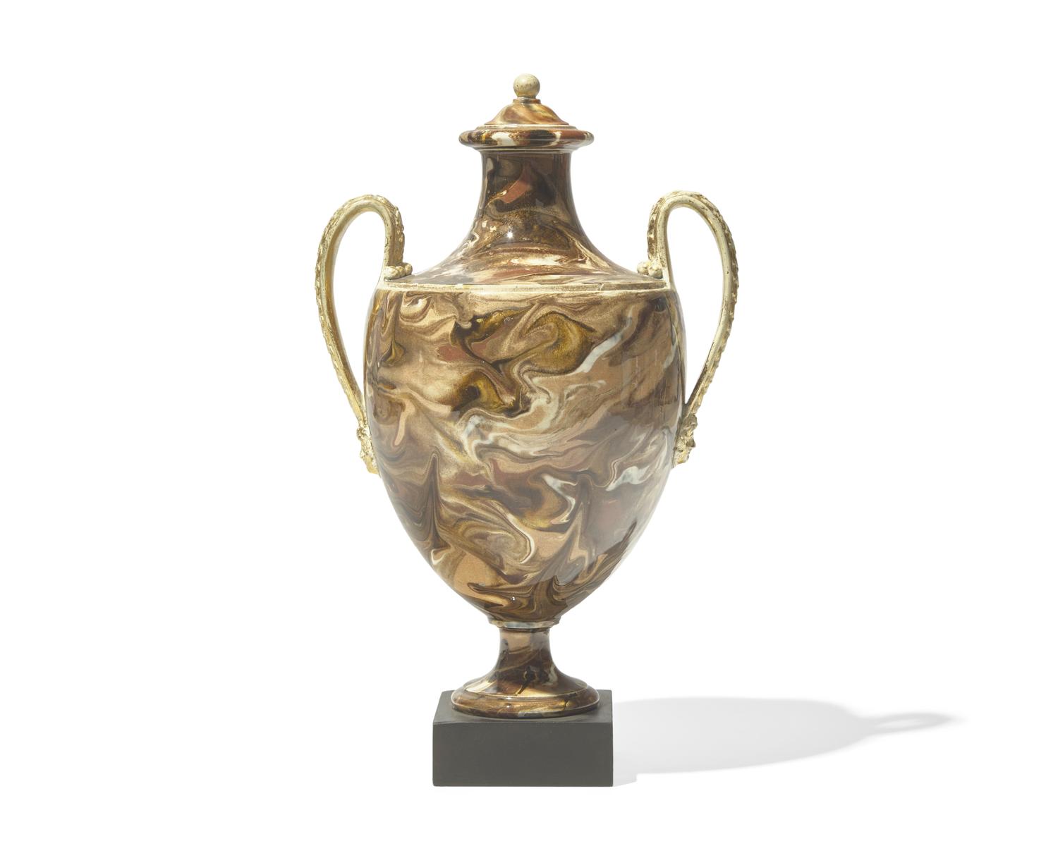 A Wedgwood and Bentley Agateware Covered Urn