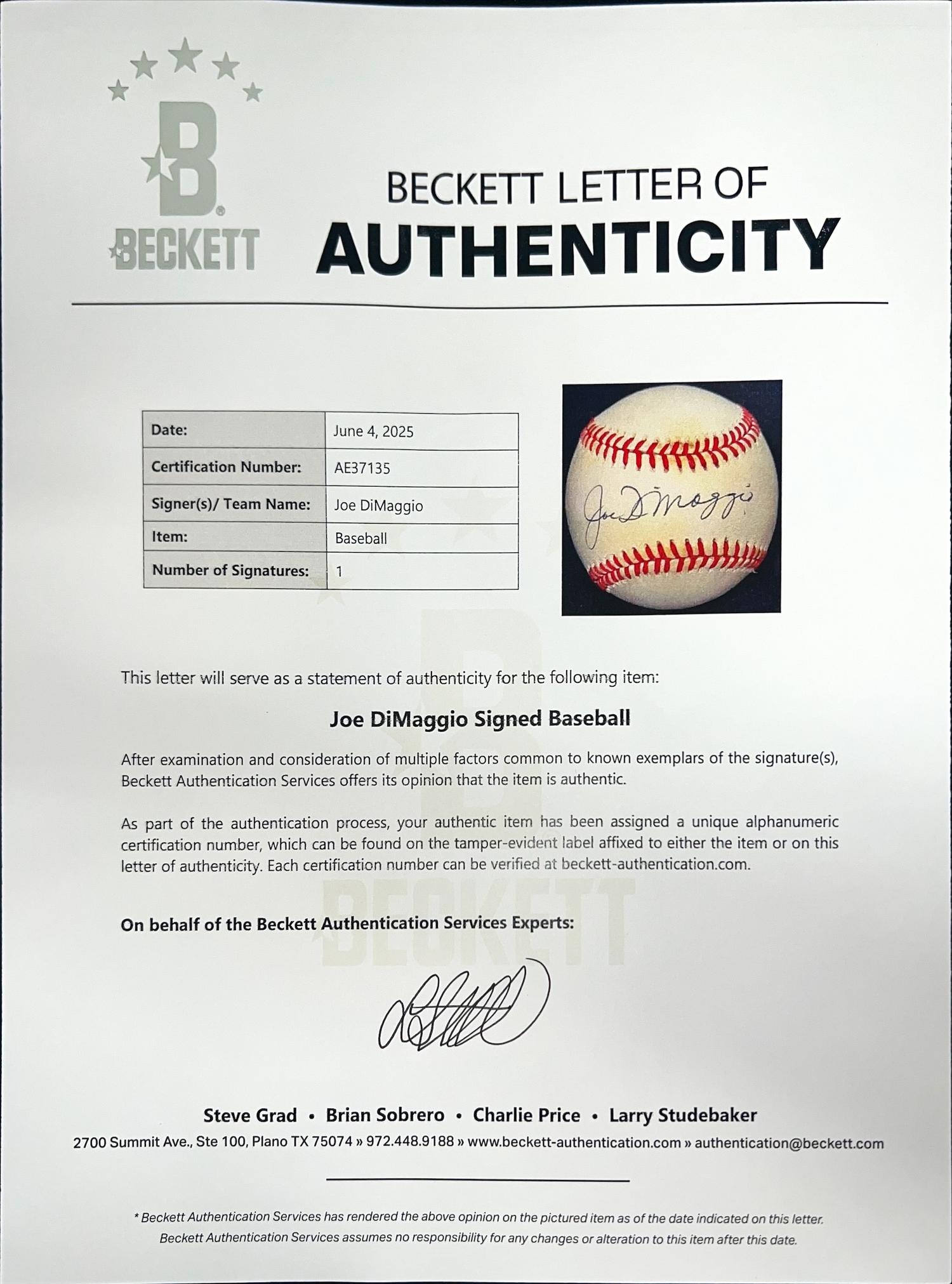 A Ted Williams, Mickey Mantle and Joe DiMaggio Single Signed Autograph Baseball Display (Beckett Authentcation Services)