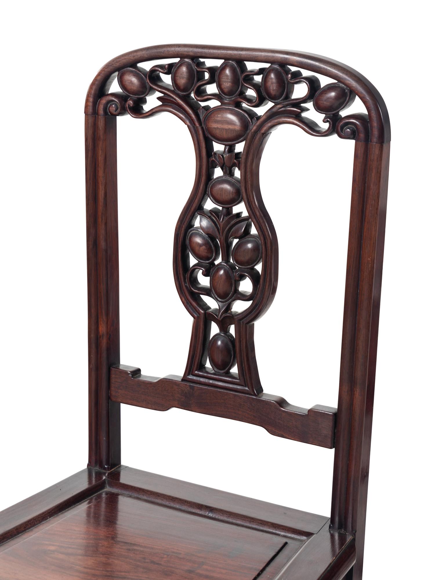 Four Chinese Export Hardwood Side Chairs