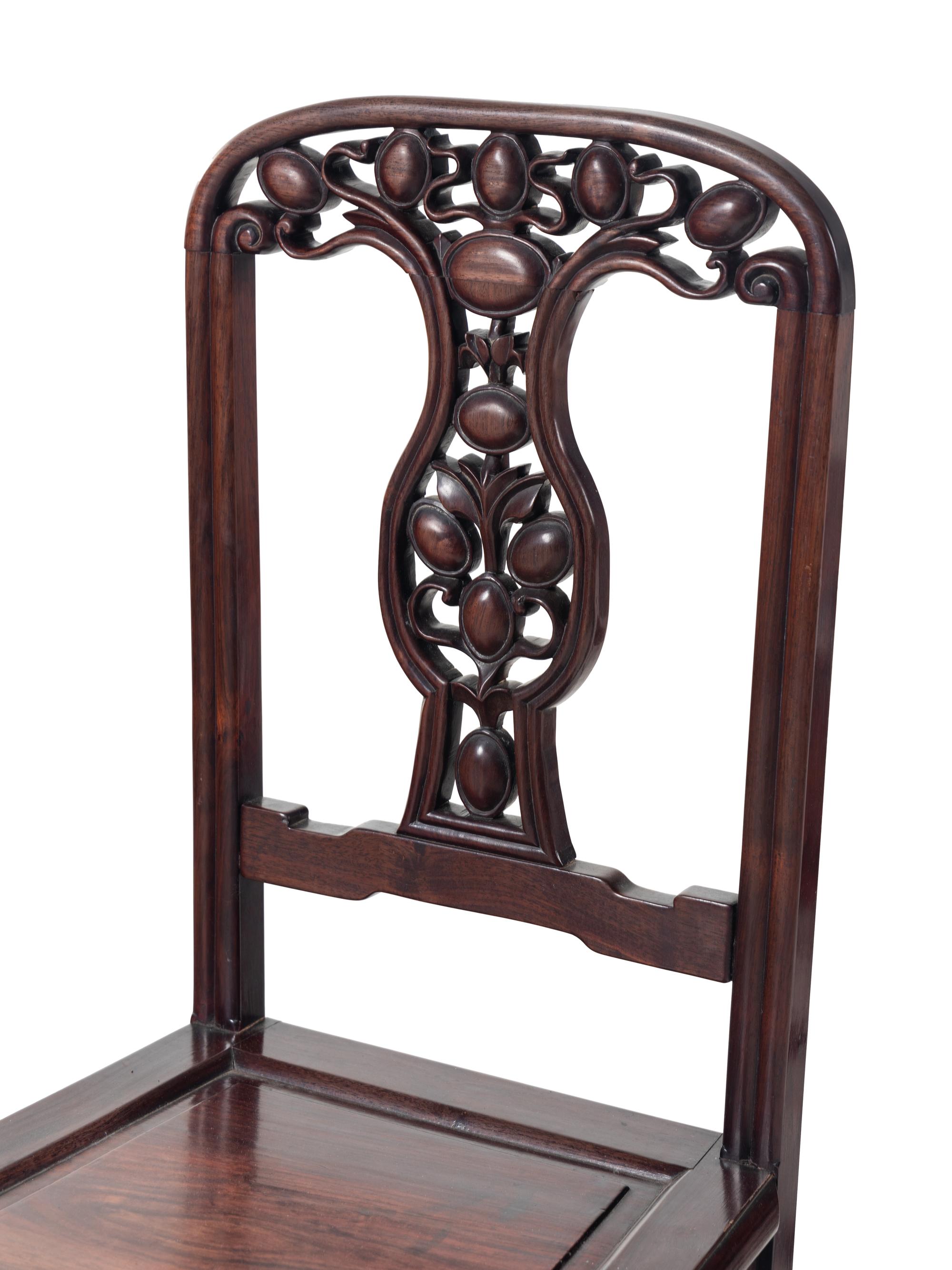 Four Chinese Export Hardwood Side Chairs