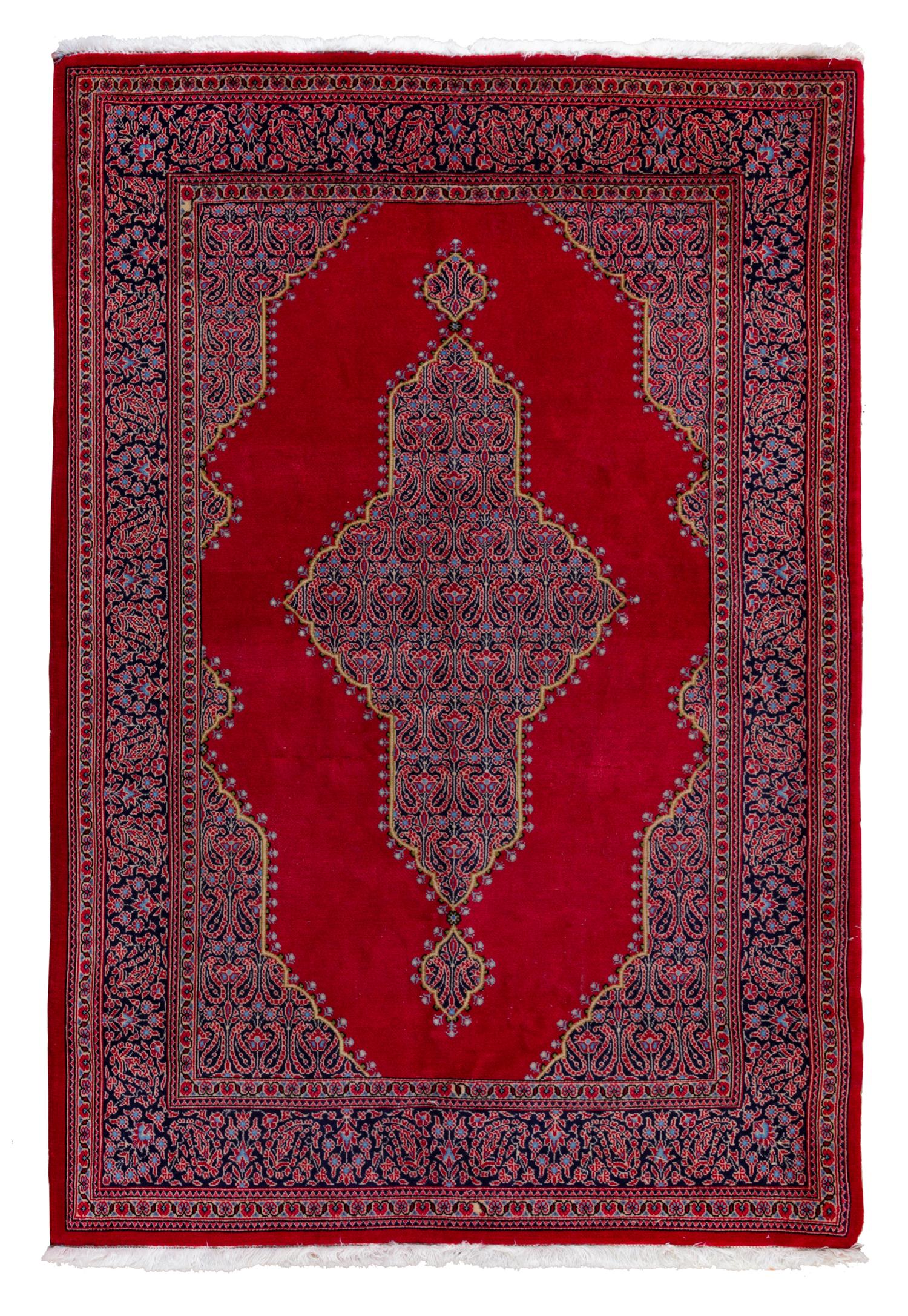 A Qum Wool Rug 5 feet 3 inches x 3 feet 6 1/2 inches. — 20TH CENTURY