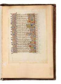 [LEAF BOOK - ILLUMINATED MANUSCRIPTS]. A leaf book containing various illuminated leaves from several Books of Hours, most executed in France, ca 13th-15th centuries.