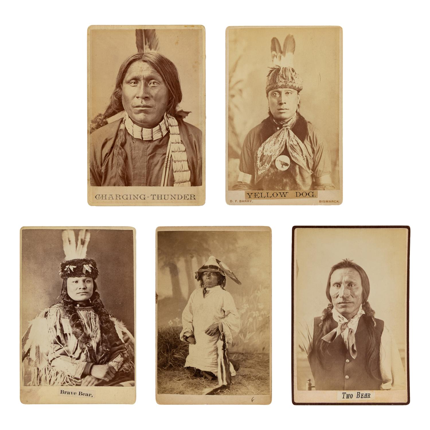 Barry, D.F. (1854-1934) A group of 5 cabinet cards of Plains Indians, incl. Brave Bear and Two Bear.