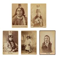 Barry, D.F. (1854-1934) A group of 5 cabinet cards of Plains Indians, incl. Brave Bear and Two Bear.