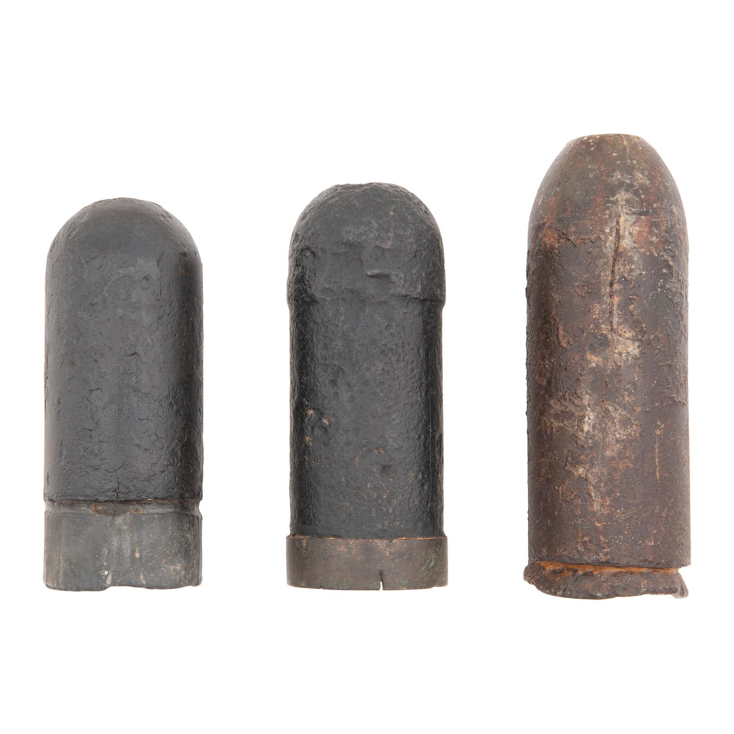 Three Excavated Civil War Artillery Shells: Dyer, CS Broun and Parrott