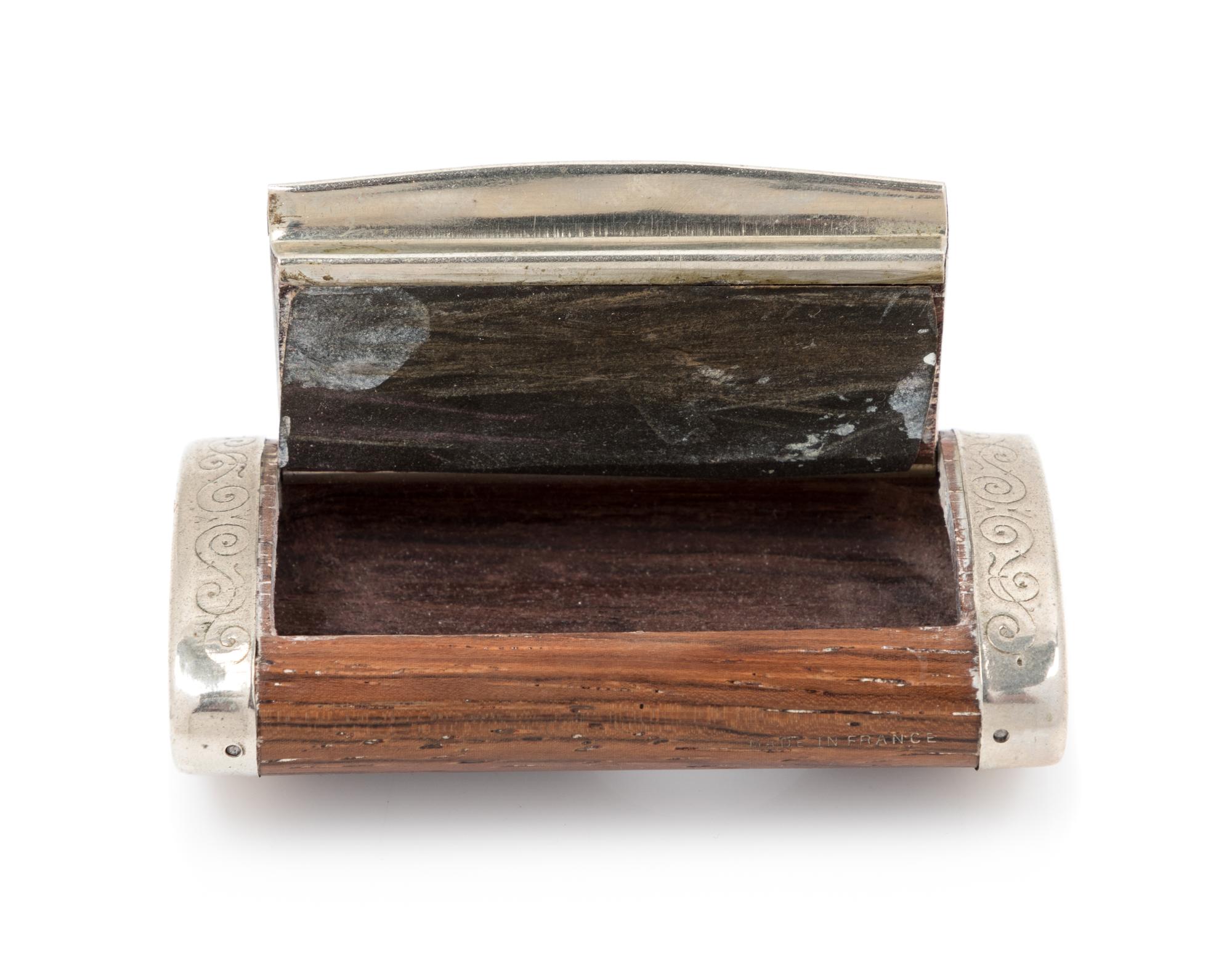 A French Carved Acacia and Silvered Metal Mounted Snuff Box Width 3 1/8 inches. — LA JURASSIENNE, SECOND HALF 19TH CENTURY