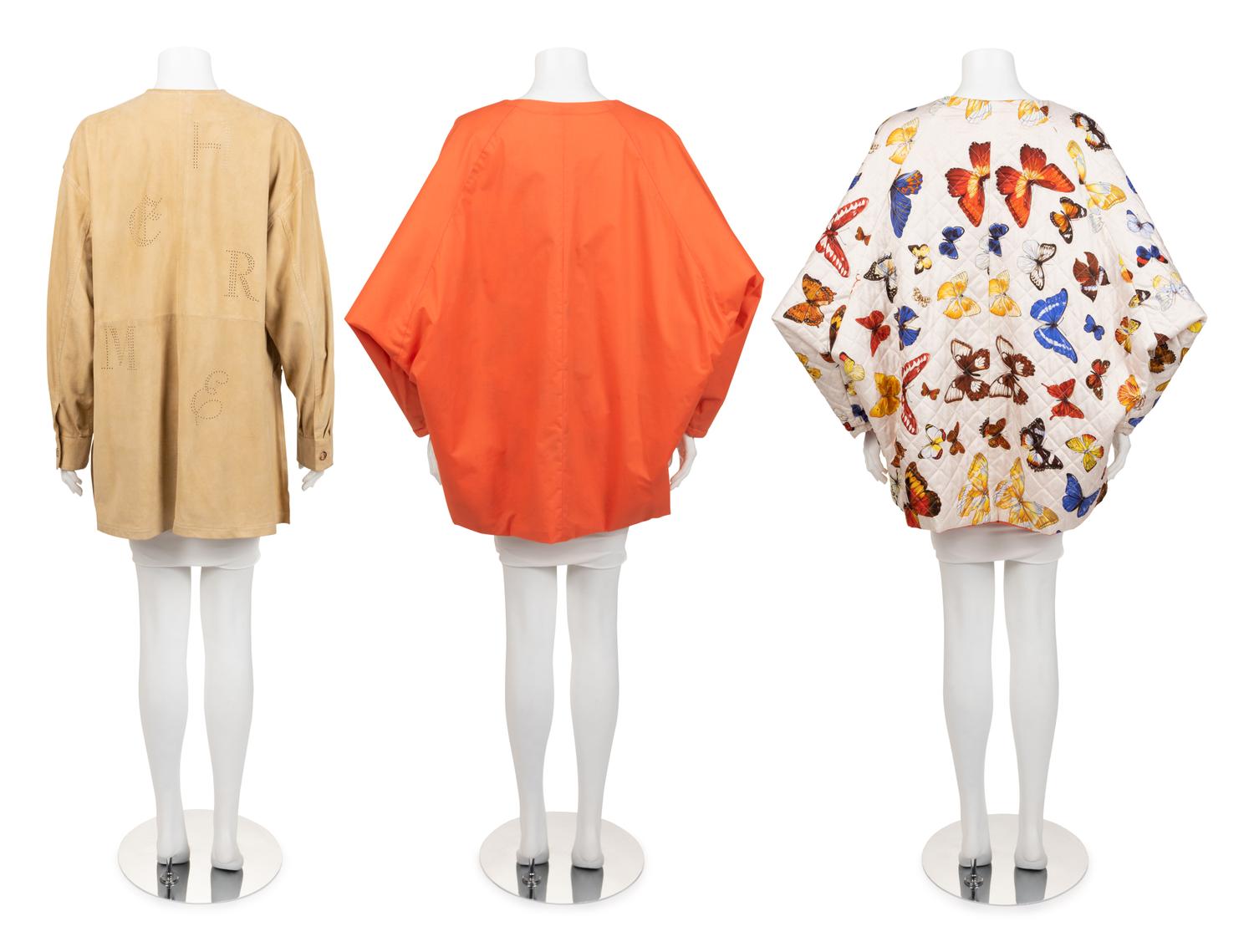Two Hermès Jackets: One Printed Butterfly and One Suede, 1980-90s