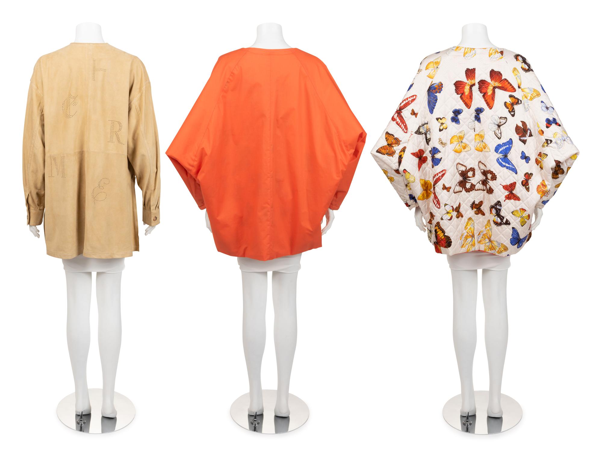 Two Hermès Jackets: One Printed Butterfly and One Suede, 1980-90s