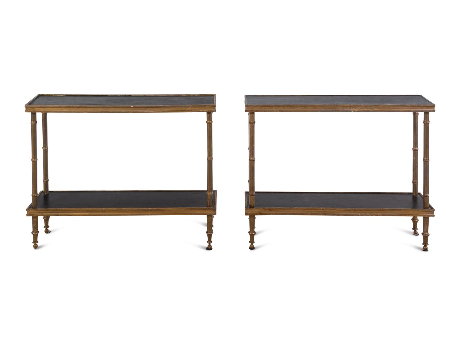 A Pair of Painted and Parcel Gilt Side Tables