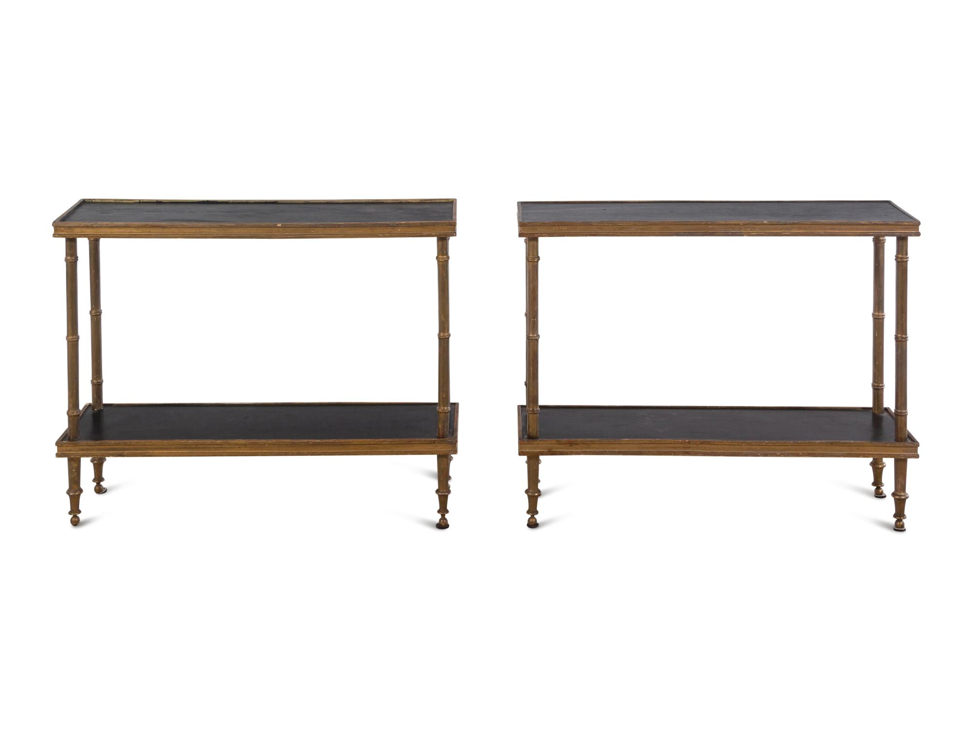 A Pair of Painted and Parcel Gilt Side Tables