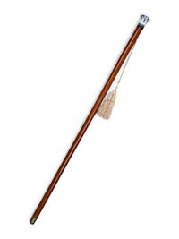 A Blue-and-White St. Cloud Porcelain Mounted Malacca Walking Stick